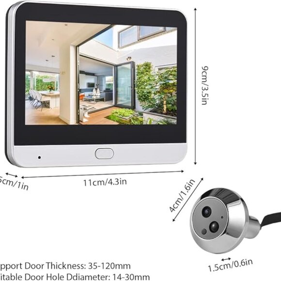 Smart Video Doorbell Camera, WiFi Door Peephole Camera with 4.3in Display *NEW* - Picture 1 of 5